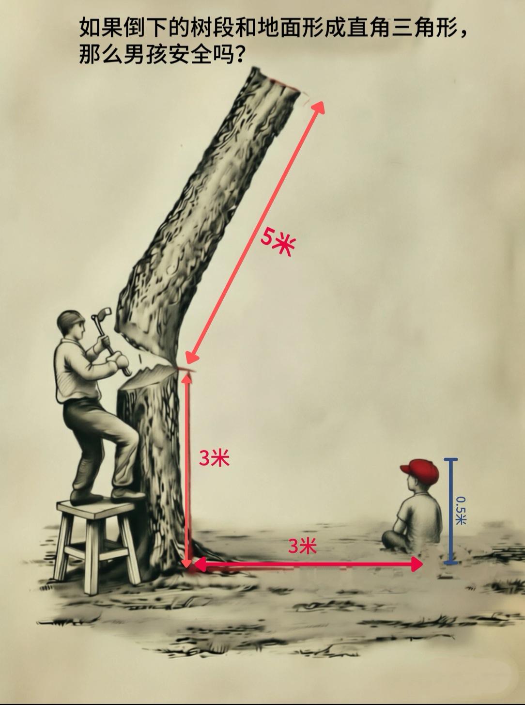 树倒下来会压到男孩吗？