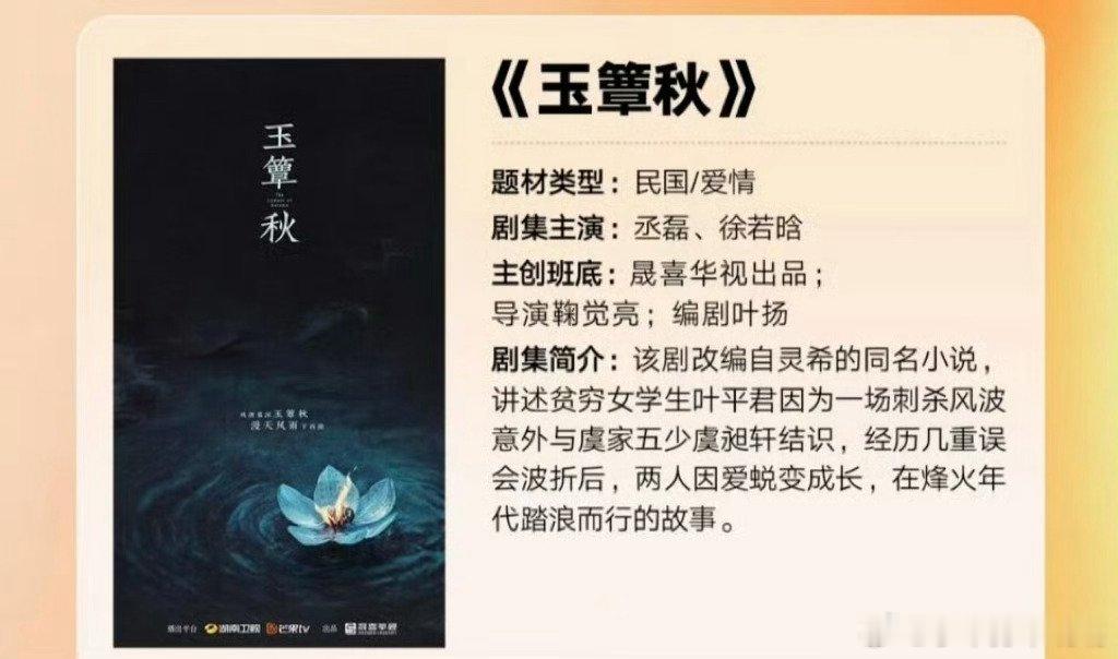 玉簟秋许我耀眼同个编剧许我耀眼的剧本实力已经展现出来了，现在玉簟秋是徐若晗和丞磊