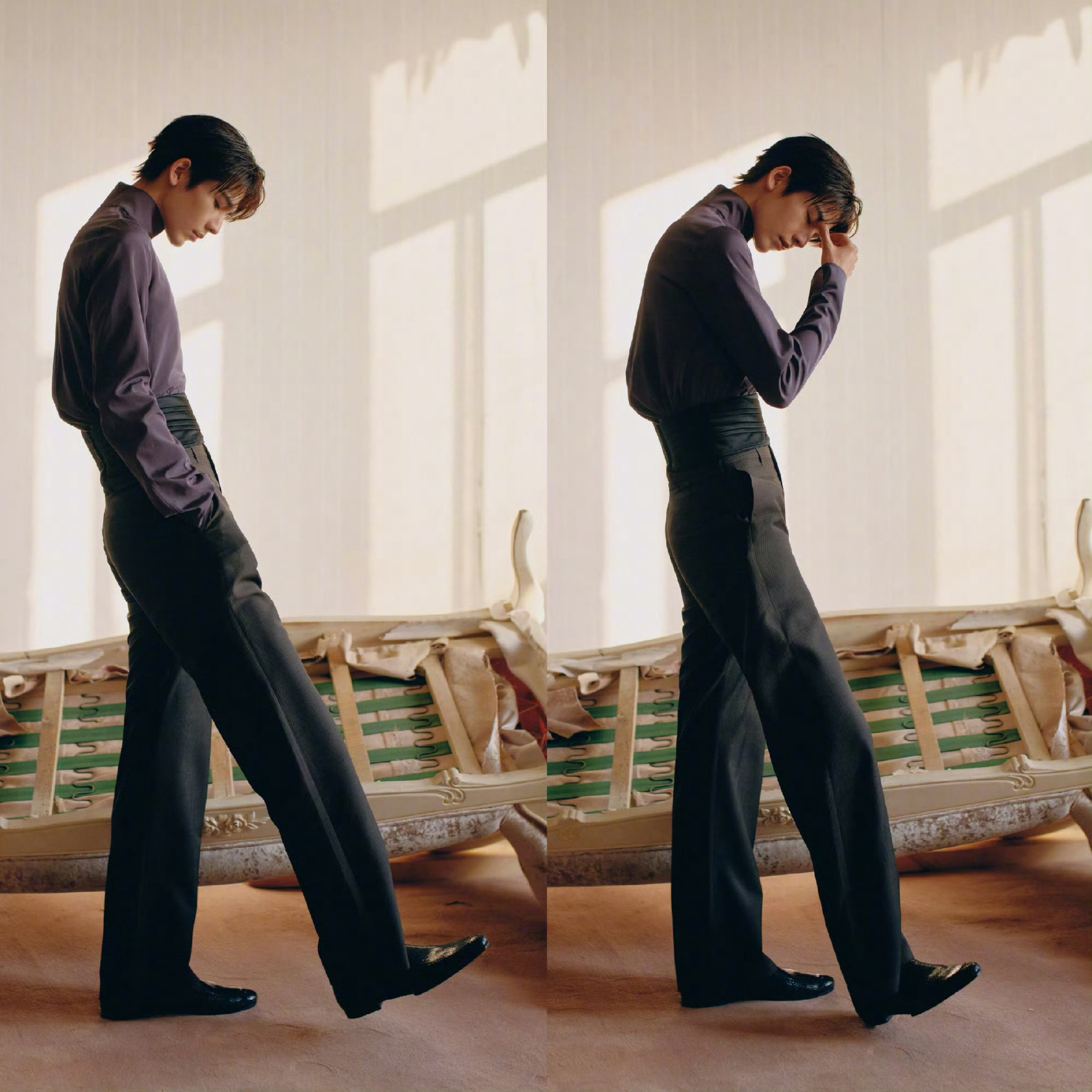 许闯拍的张凌赫张凌赫杂志 这组好绝！精致骨相+逆天头身比，镜头感拉满到极致，高级