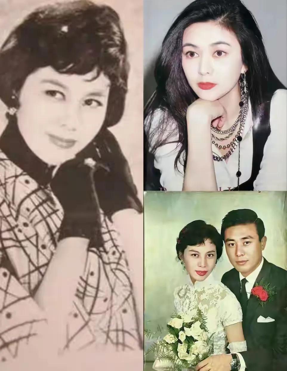 关之琳眉眼之间还是挺像她母亲的，一家三口都是惊艳时光的人儿。