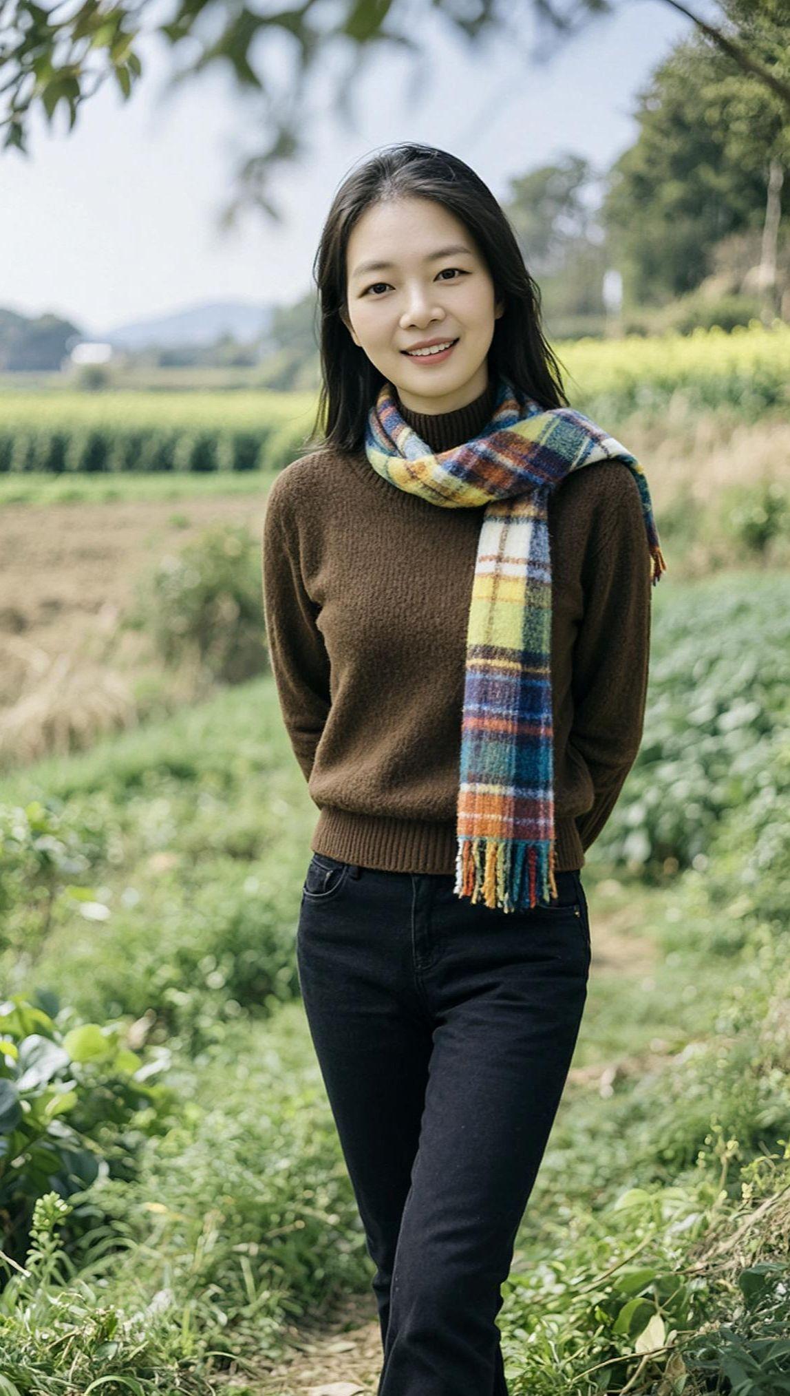 AI田园生活照 少女写真 治愈系笑容 颜值 甜系女孩