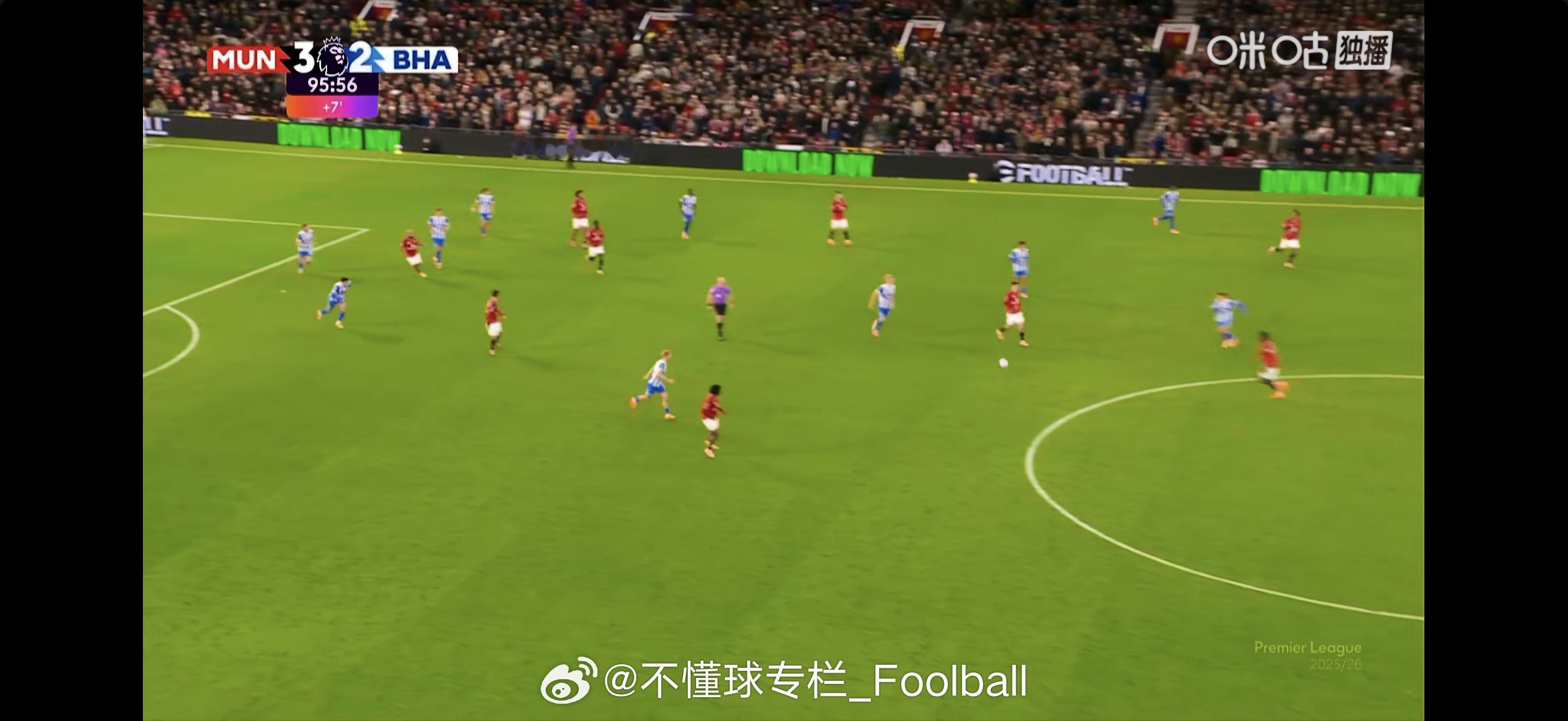 曼联4比2布莱顿 姆伯莫的第二个进球，布鲁诺也要记一功。提前回头观察看到了老詹，