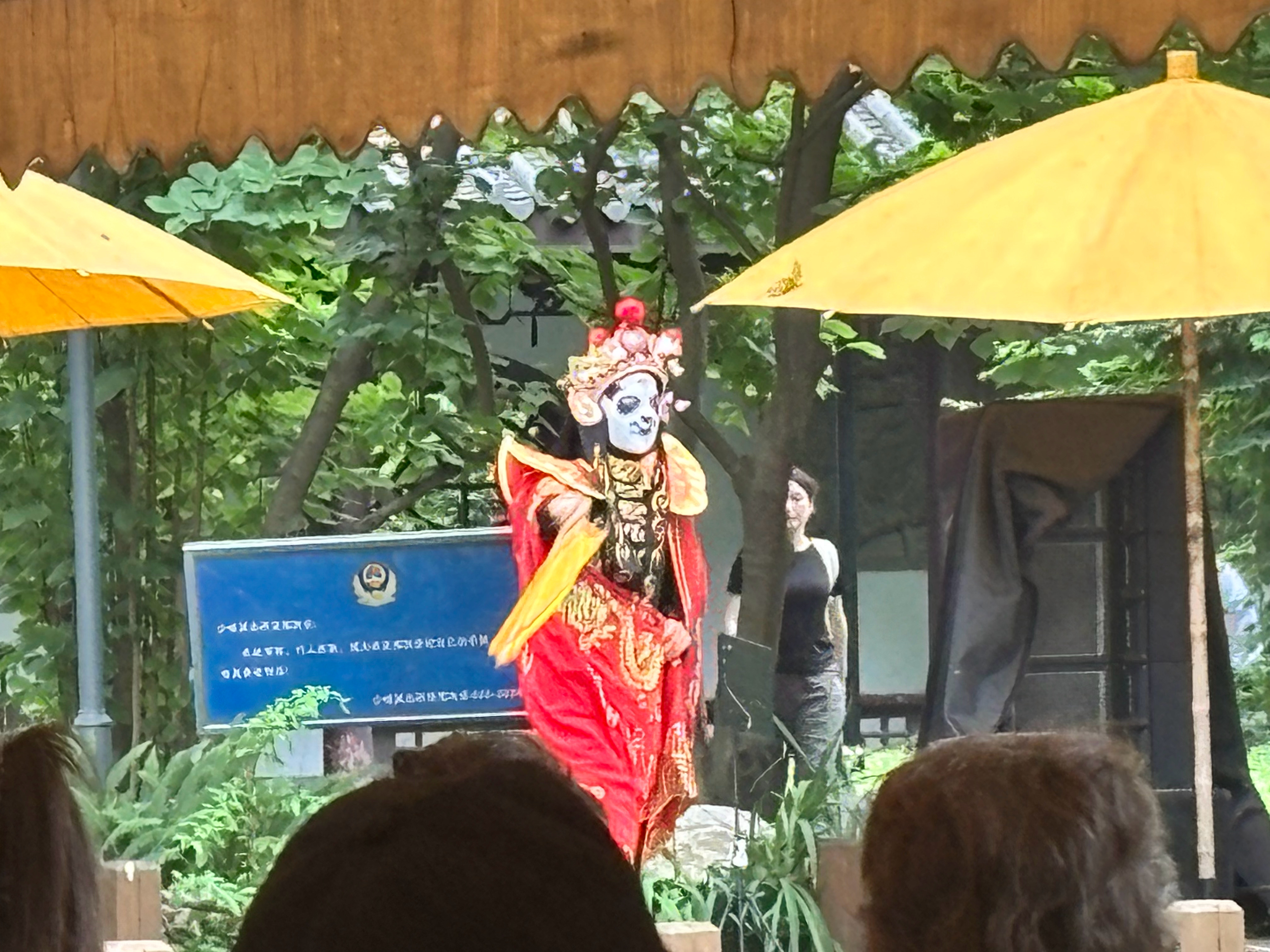 少城茶园，与鹤鸣茶园几步之隔，却不似鹤鸣的噪杂拥挤。中有一荷塘，惜置假花乱真。园