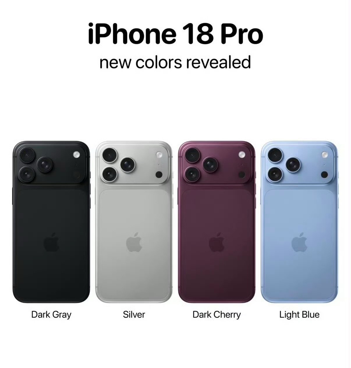 iPhone18ProMax银灰色看来真的取消双色调设计了，摄像头更突出一点，应