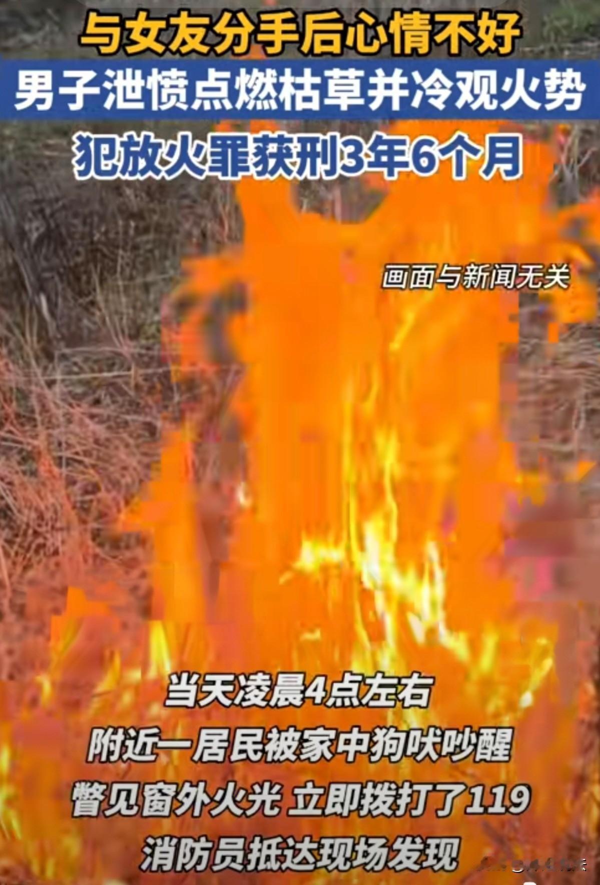 深圳宝安，男子情场失意后，竟点燃山坡杂草堆，全然不顾公众财产安全，只为发泄心中烦