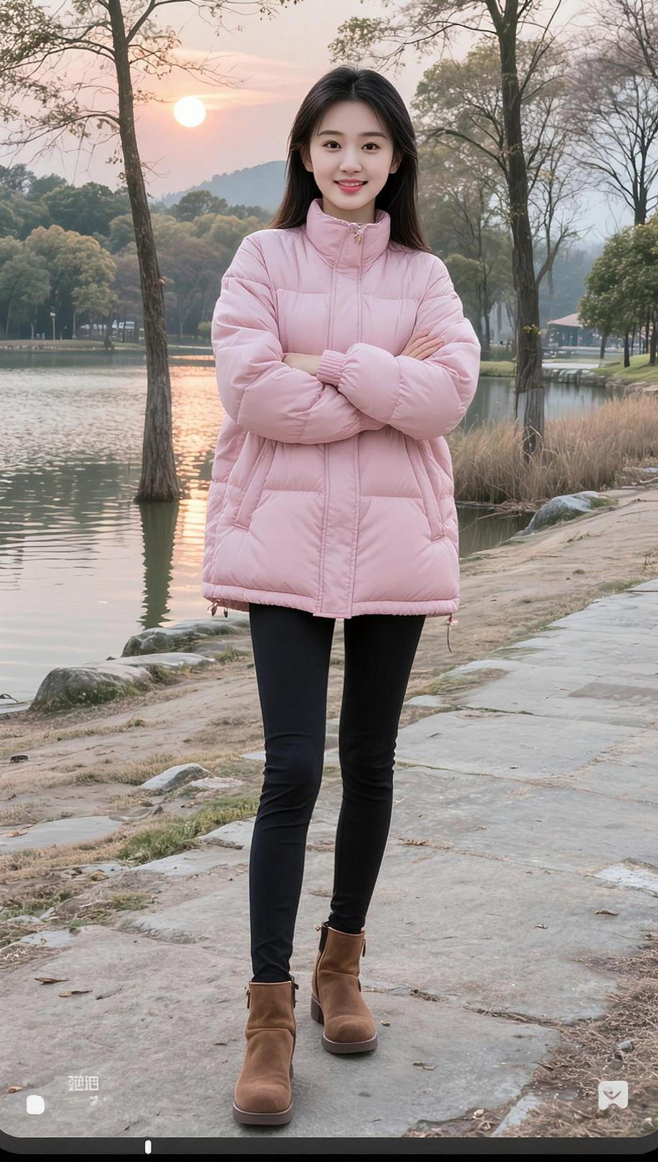 AI湖畔暖阳照 抖音ai创作 外景来一个随走随拍