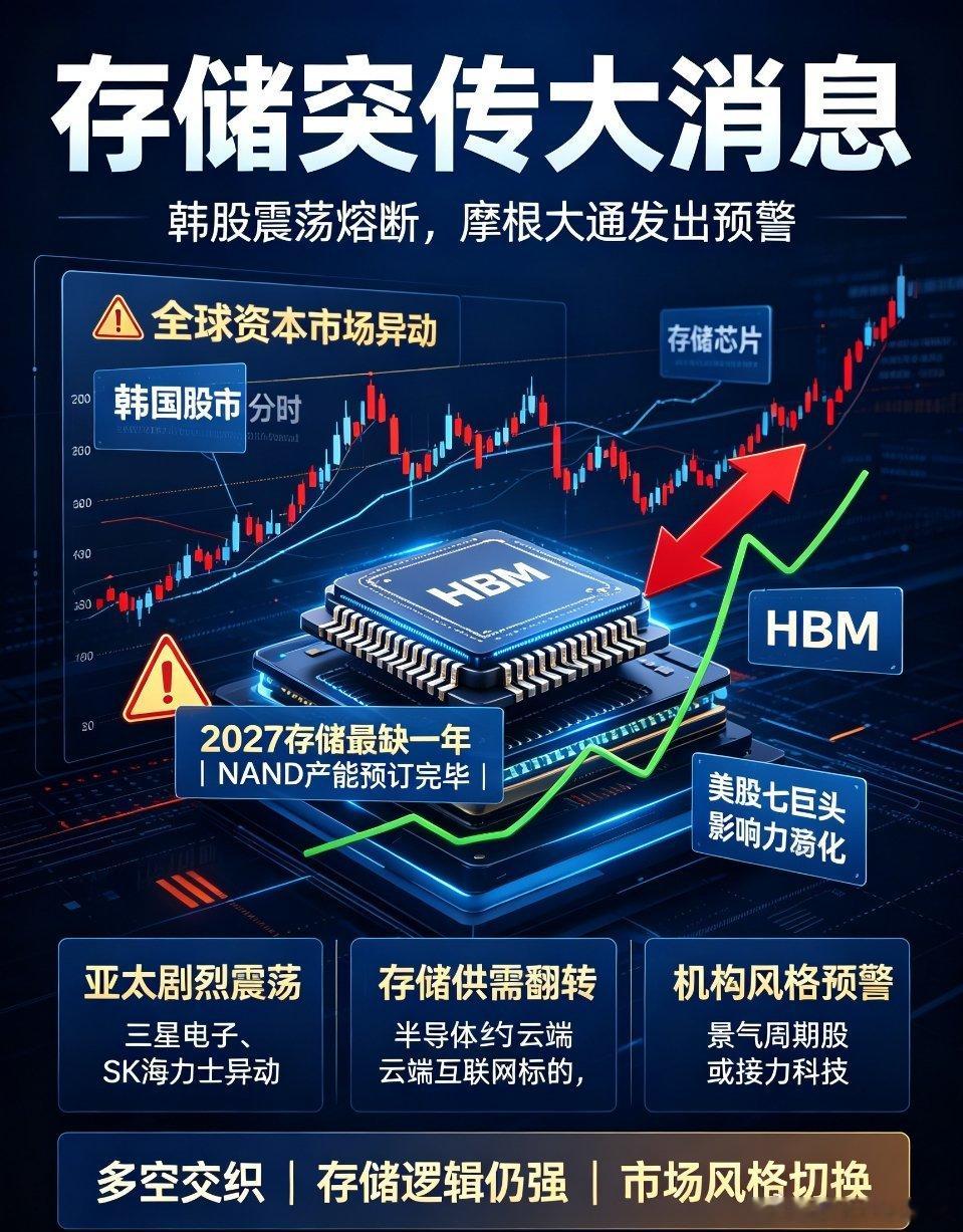A股今天反弹了存储突发重磅消息！韩股剧烈震荡触发熔断，摩根大通释放关键市场预警隔