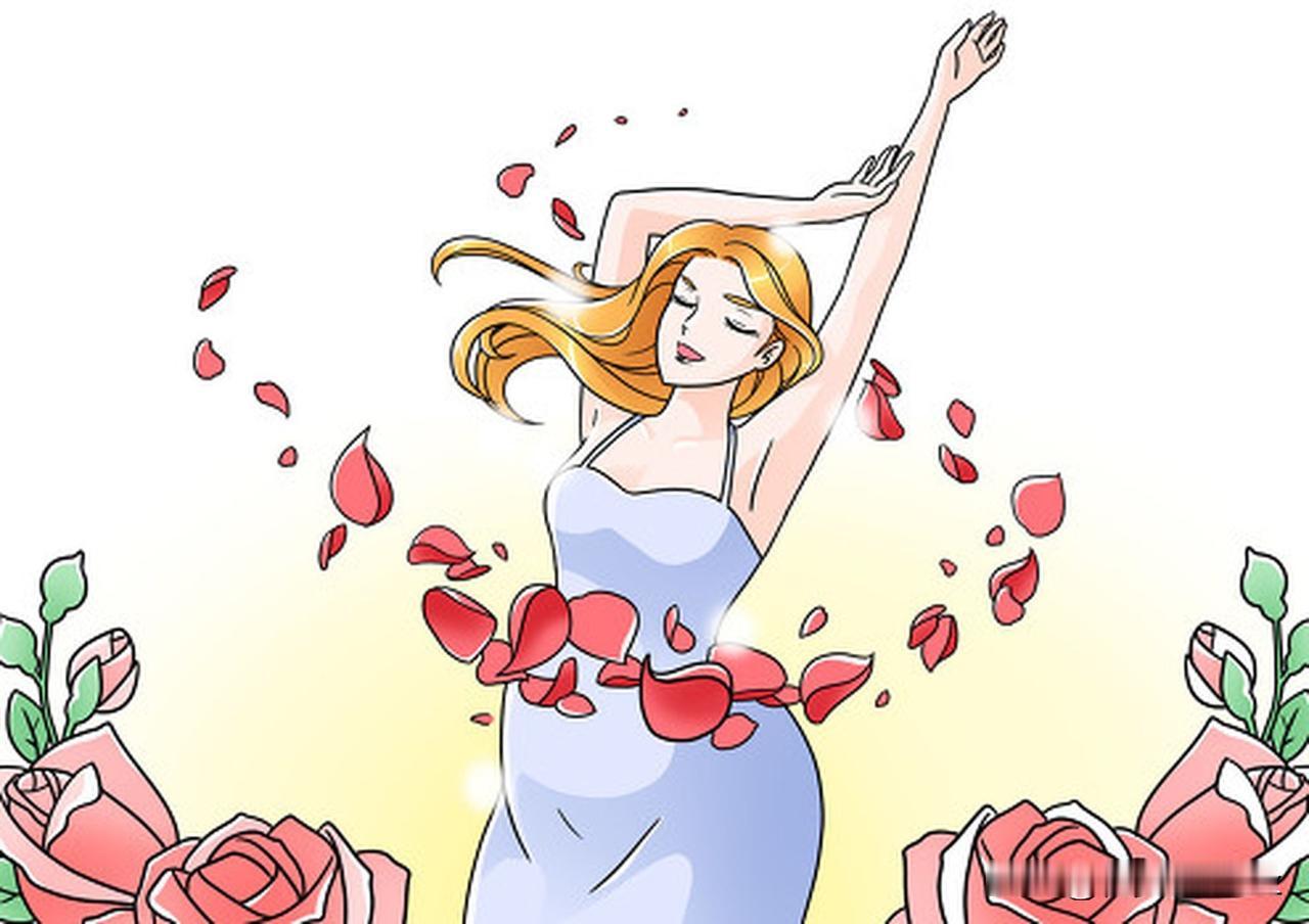 优雅舞动，花瓣飘舞，浪漫气息扑面而来！🌹💃🌸