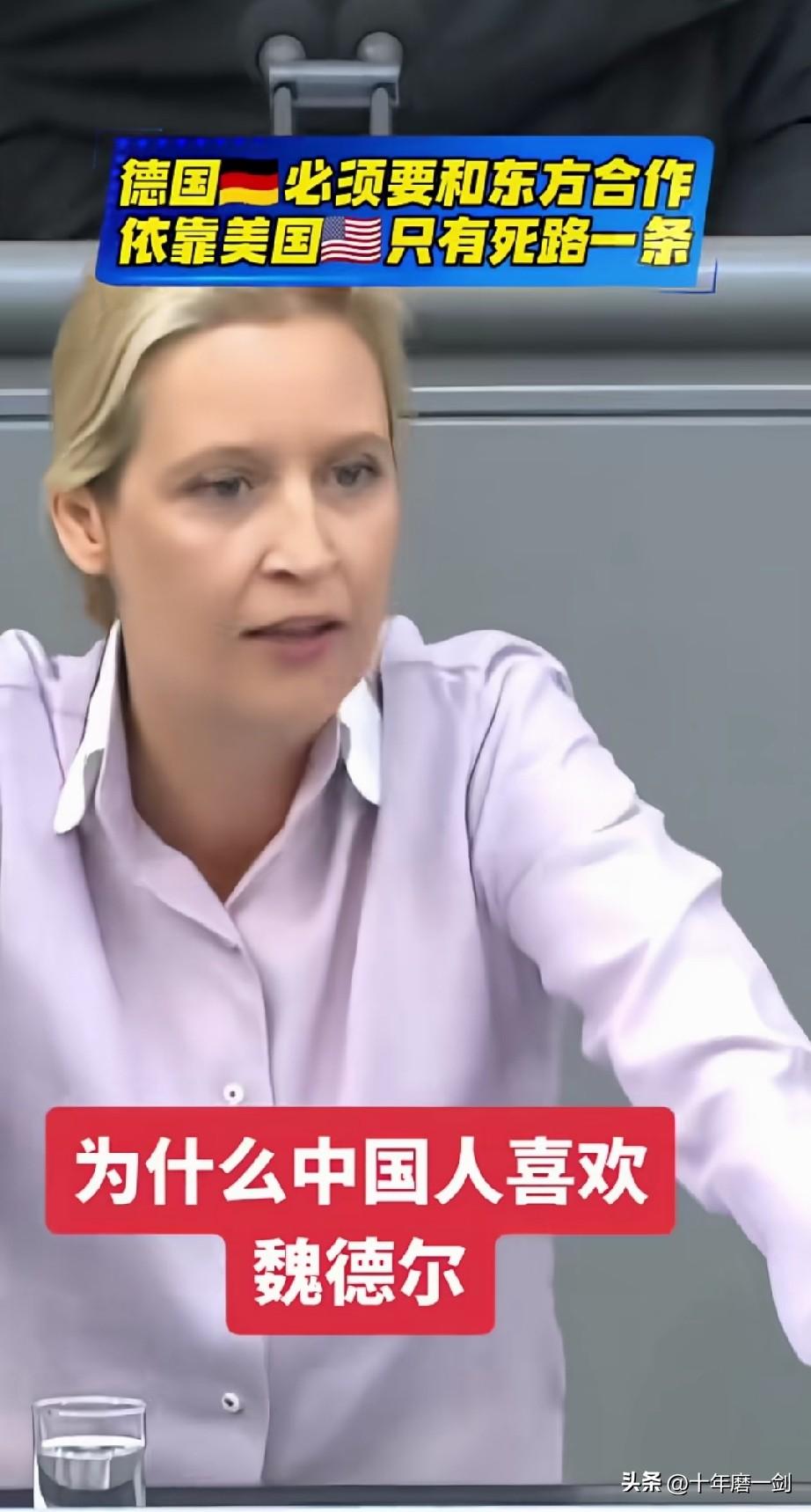 魏德尔说：德国必须要和东方合作，依靠美国只有死路一条。
可以说，这是最有个性的德