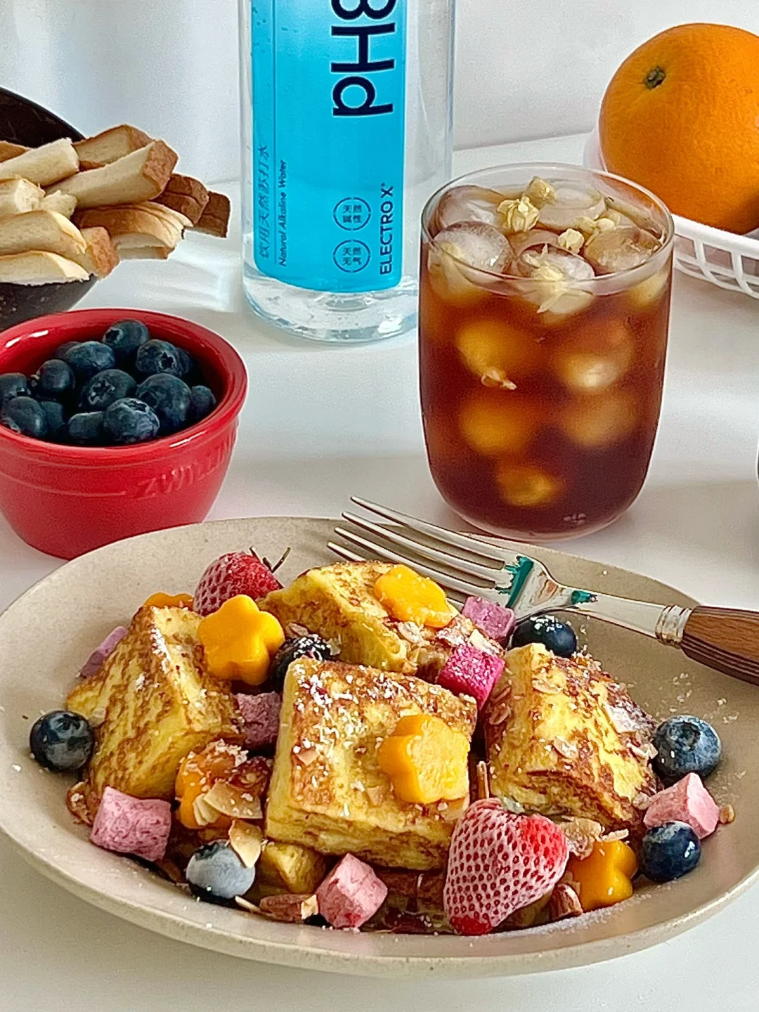 一人食早餐🍓｜花生酱西多士🥜&茉莉冷萃☕️