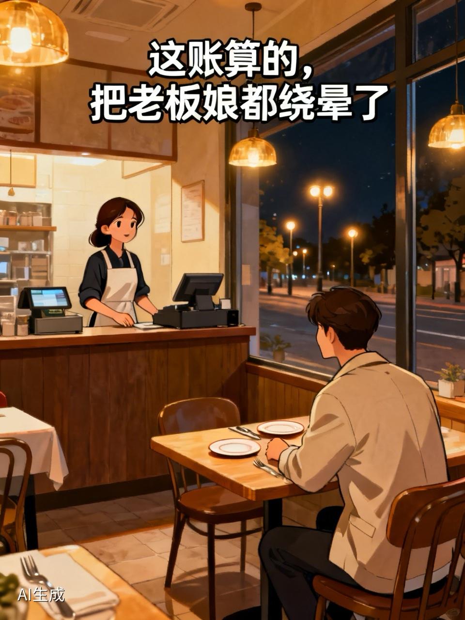 我也是服了！这账算的，把老板娘都绕晕了

我同学开了一饭店，昨晚店里快打烊了，进
