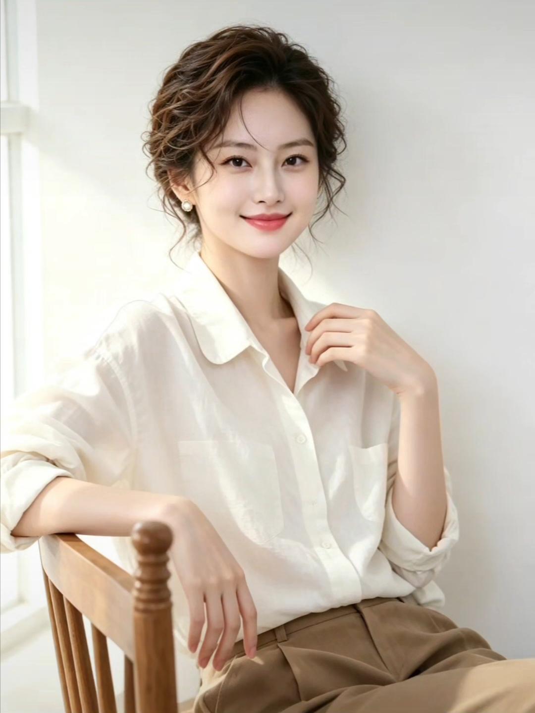 温柔甜美的少女，自然光下更显清新动人。