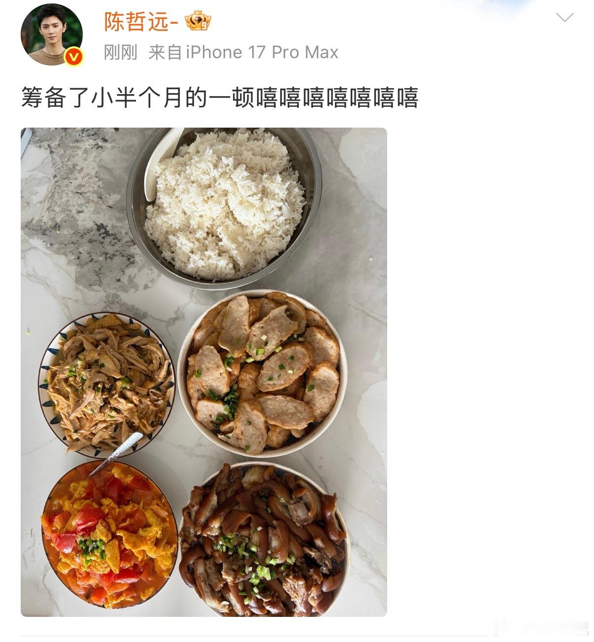 陈哲远筹备小半个月的一顿陈哲远筹备了小半个月的一顿，嘻嘻嘻嘻嘻嘻嘻吃美了 陈哲远