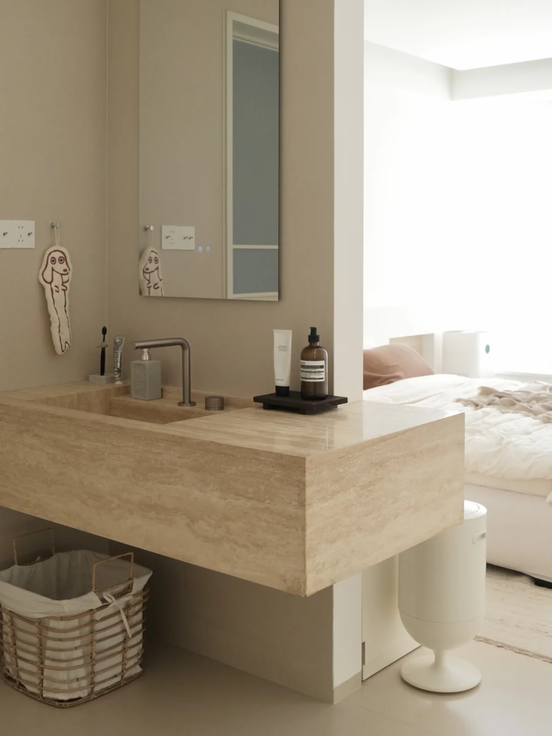 被问爆的悬浮式洞石洗手台 附尺寸图