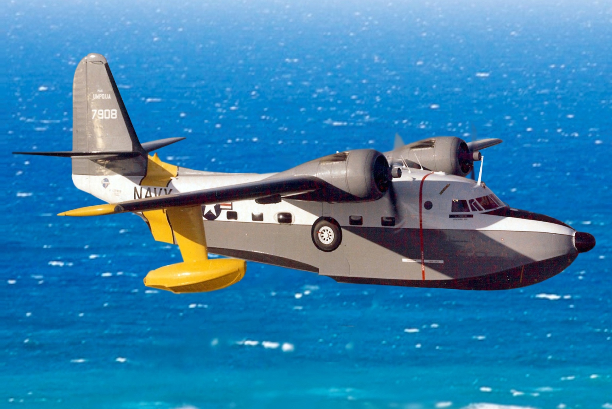 分享圖片：美國格魯曼UF/HU-16/JR2F/G-64“信天翁”水上搜救機 ​