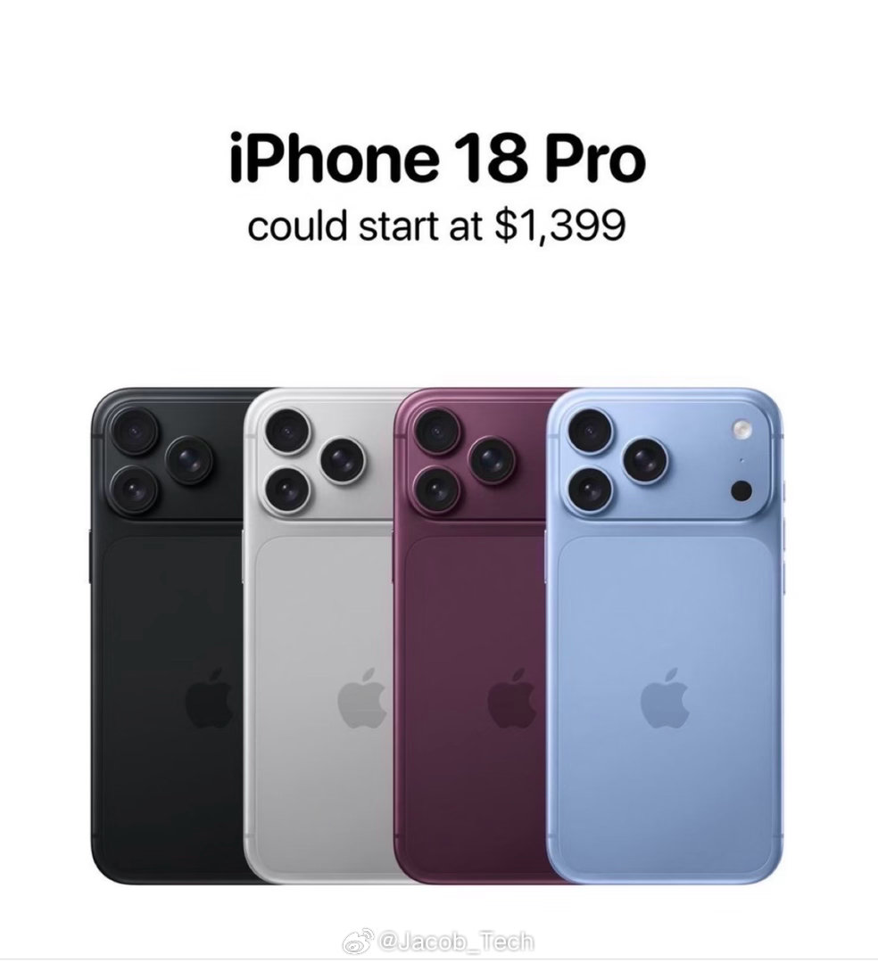 iPhone18Pro起售价或达1399美元sorry啊…我真系接受唔到咯899