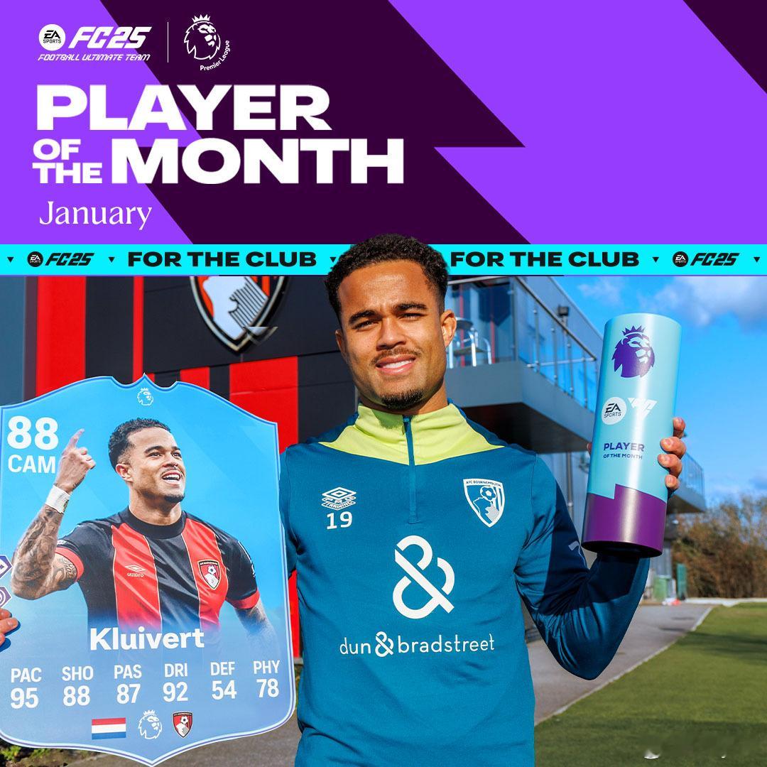 英超联赛一月最佳球员：克鲁伊维特。 