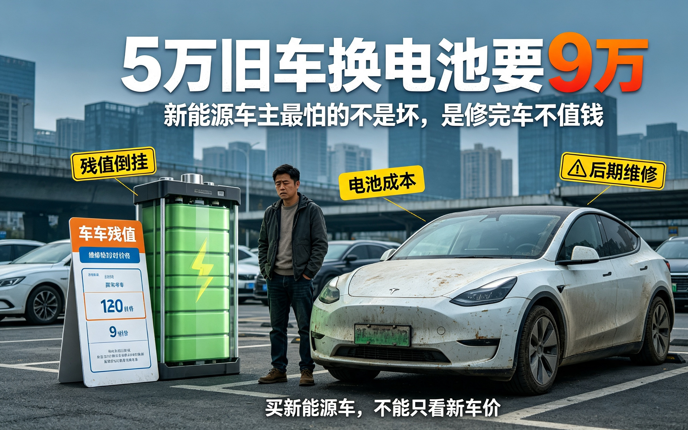 车主投诉5万旧车换电池需9万 一台车才值4到5万，换个电池要7到9万。什么概念？