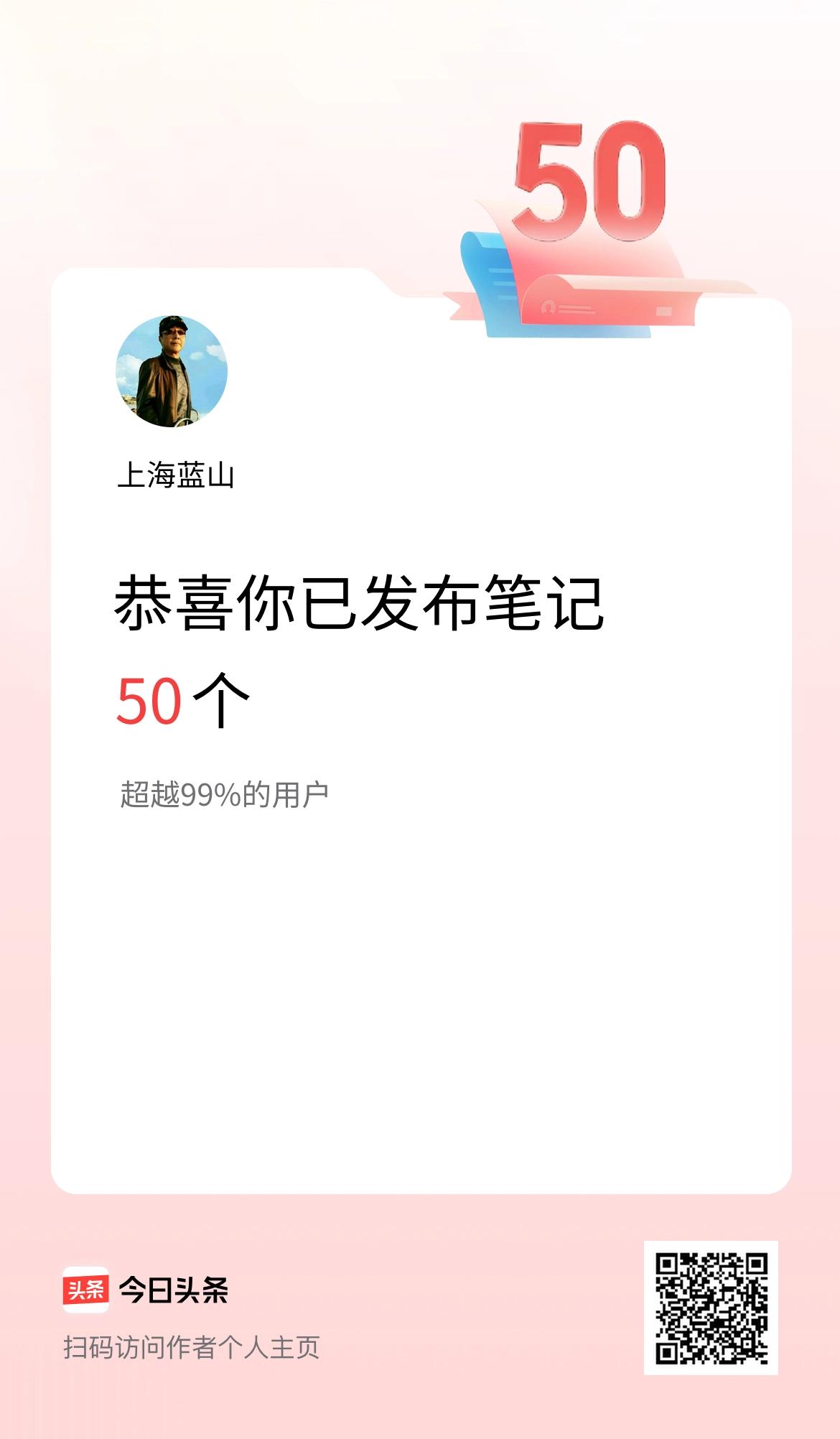 我在头条累计投稿笔记50个