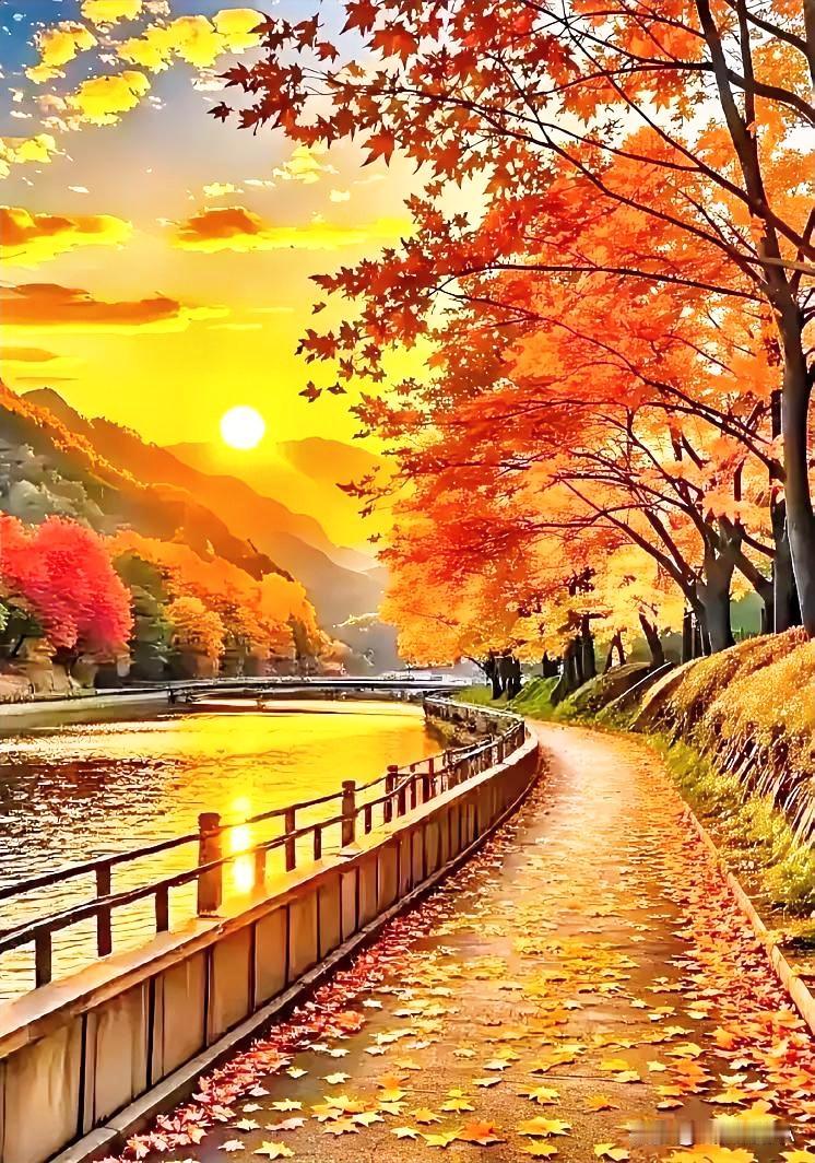 金黄稻田里收割机忙碌，旁边果摊堆满红苹果，秋意满图！