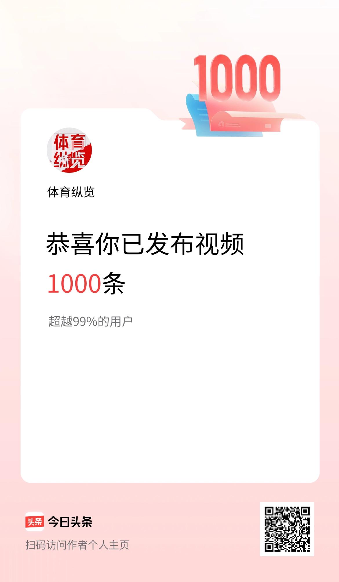 我在头条累计视频投稿1000个