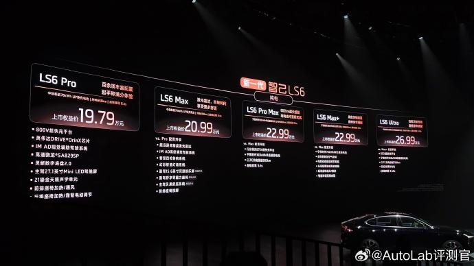 全新一代智己LS6正式上市了，给大家总结一下亮点：
共有9个sku，增程4个，纯