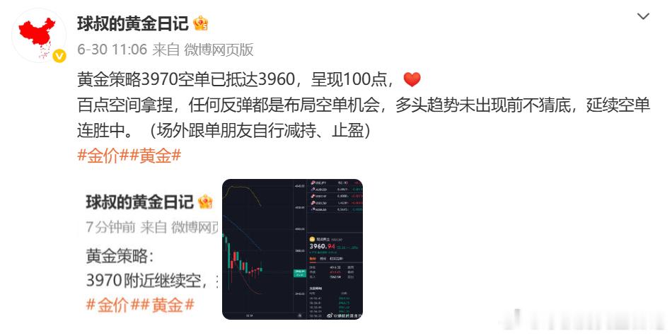 周一战绩分享6.30周一微博布置四单，三战一负，总创收120点。3970  空 