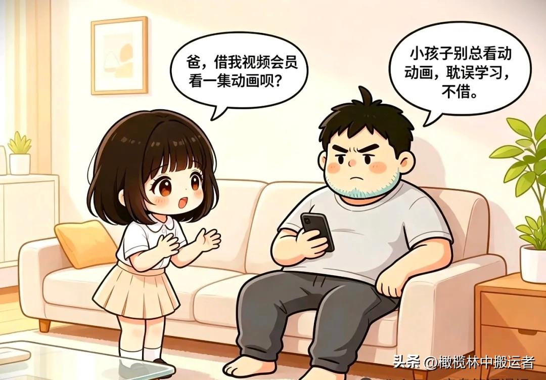 推荐好漫画:女儿：爸，借我视频会员看动画呗？爸：不借。女儿：看完马上写作业！爸：