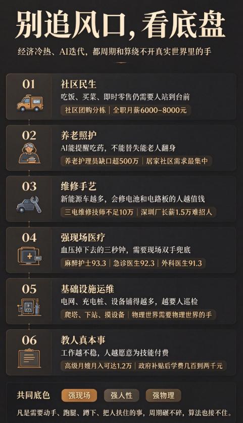别再瞎卷AI了！这6个“干体力活”的行业，月入过万还招不到人！
✅ 社区民生分拣