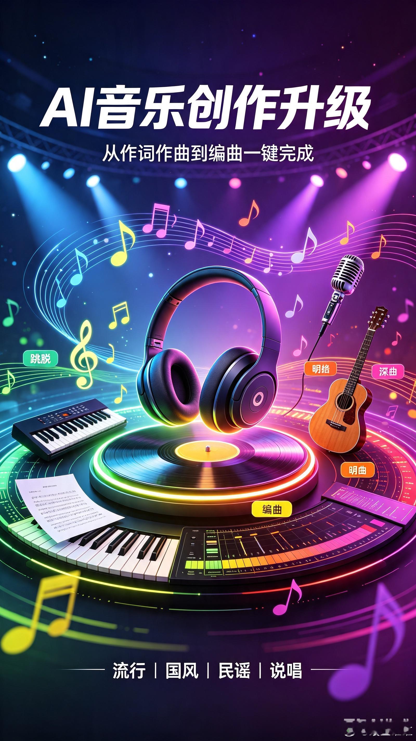 7月26日，字节跳动自研AI音乐模型完成新一轮升级并开放体验，原创音乐生成能力大
