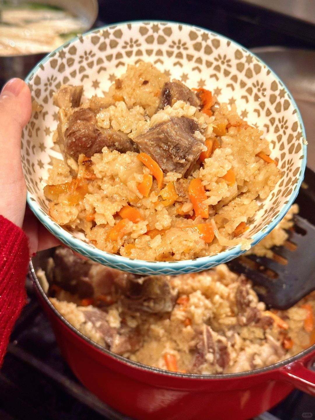 自制羊肉抓饭成功❗️肉香浓郁米饭甘甜油润😋