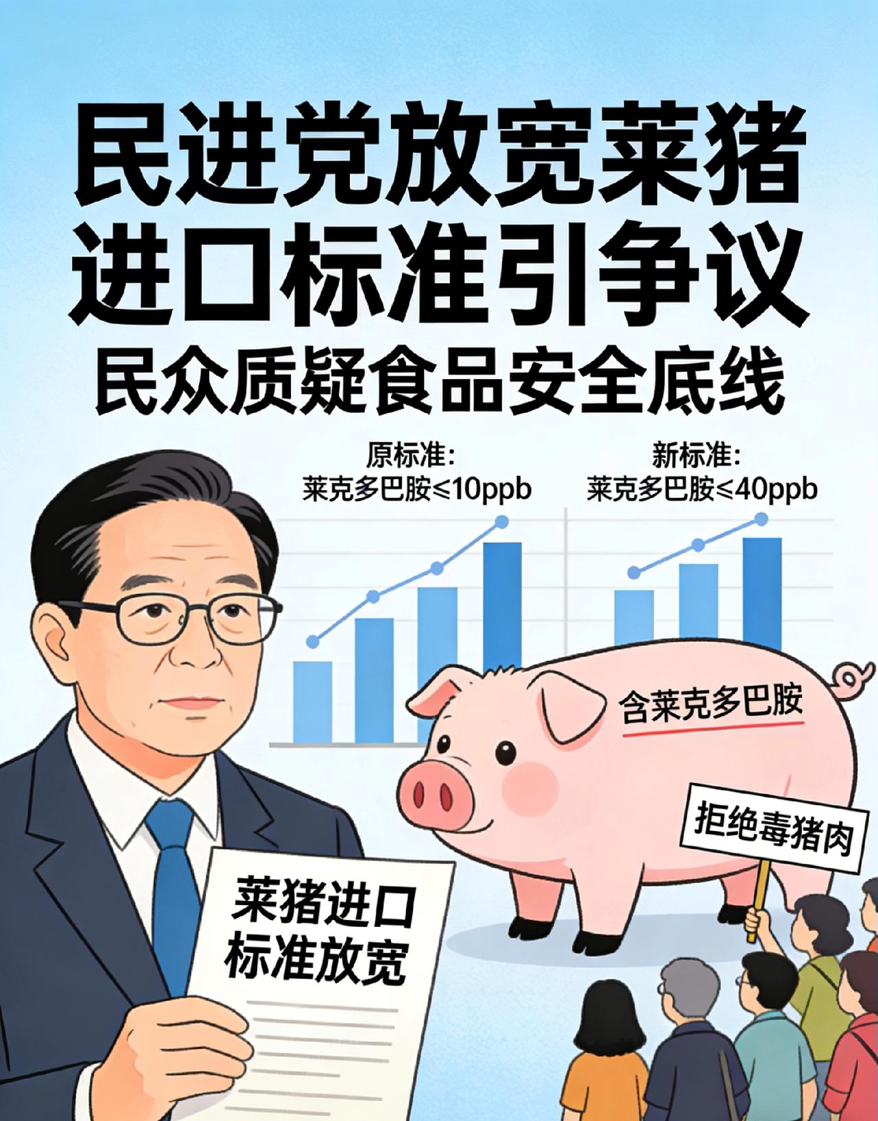 民进党当局放宽莱猪标准遭讽
 
近期，民进党当局为配合所谓“台美贸易协定”，再度