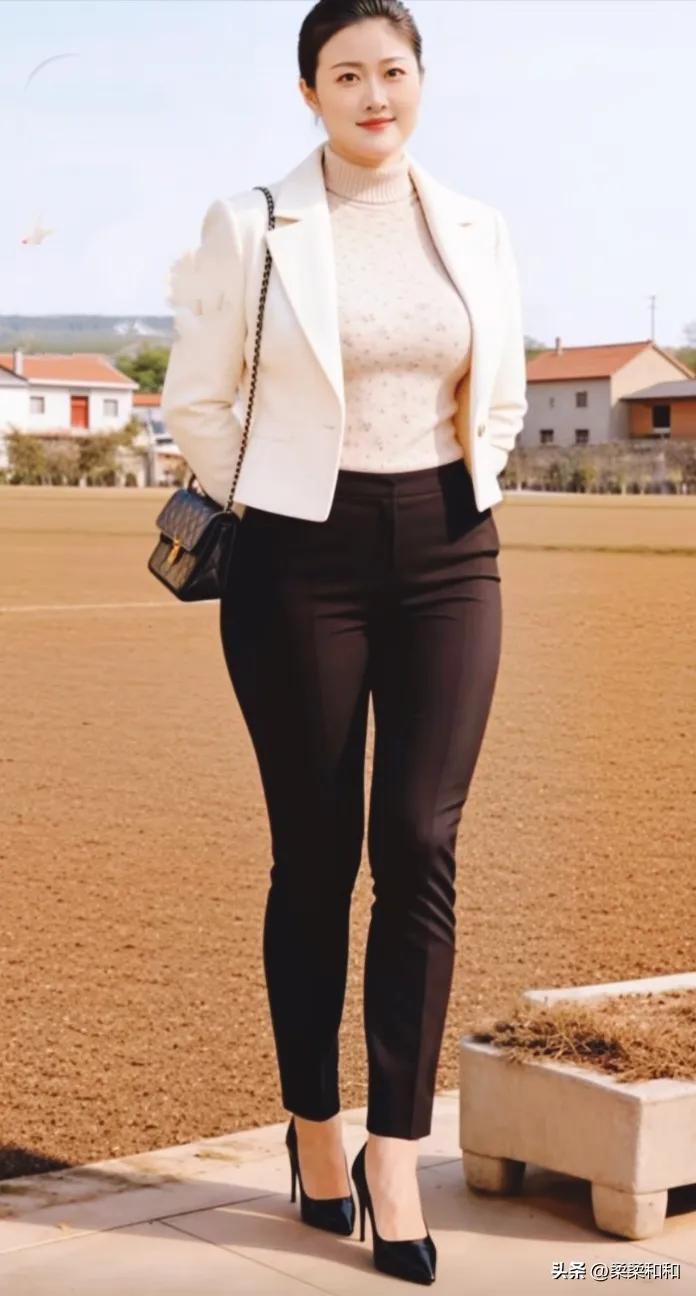 利落通勤风，自信穿在身
今日穿搭是干练与温柔的平衡：米白短西装剪裁利落，自带气场