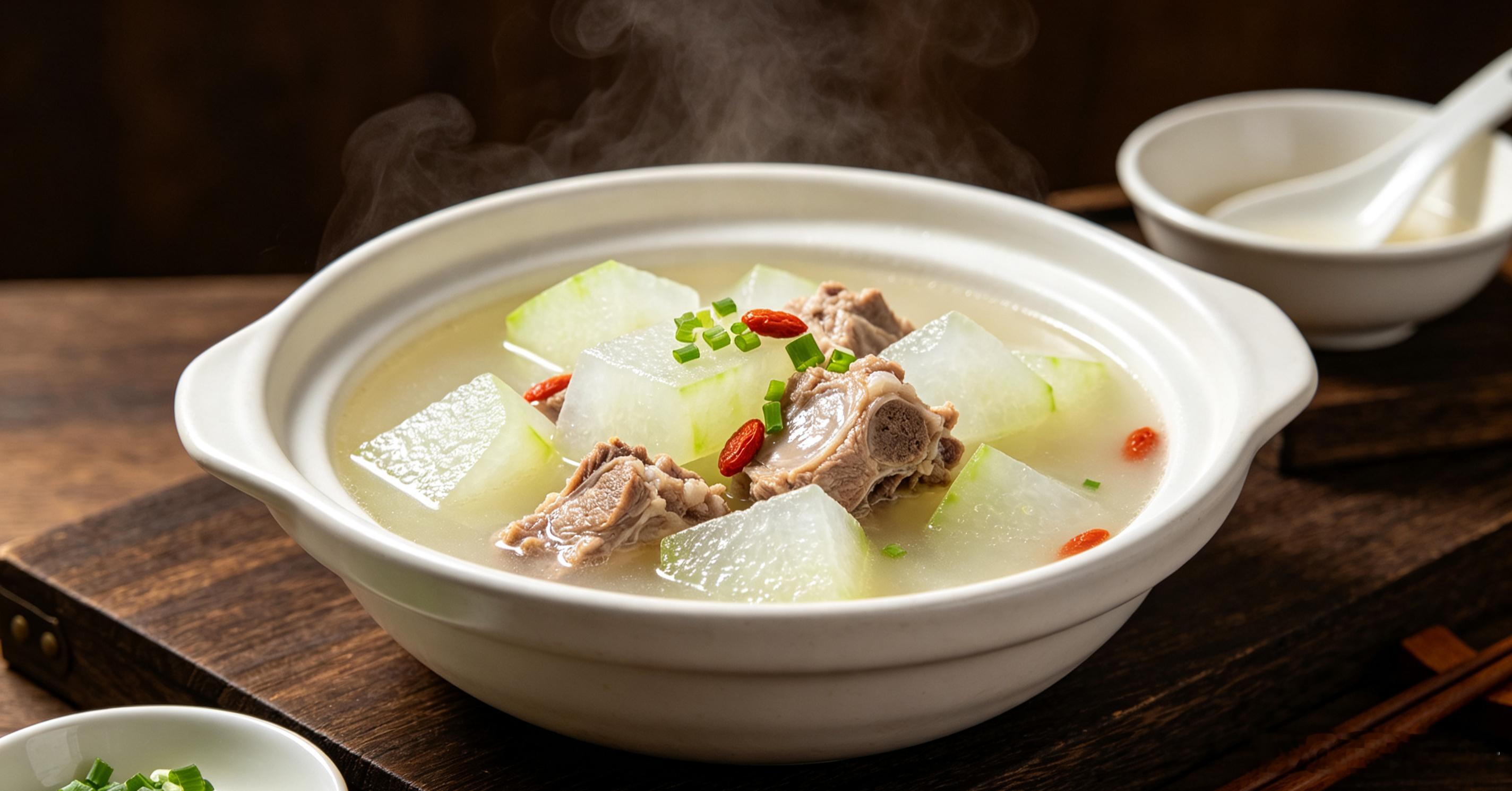 【秋日周末：清润冬瓜排骨汤】时序入秋，燥气渐生，餐桌上适宜一碗清润的鲜汤。冬瓜排