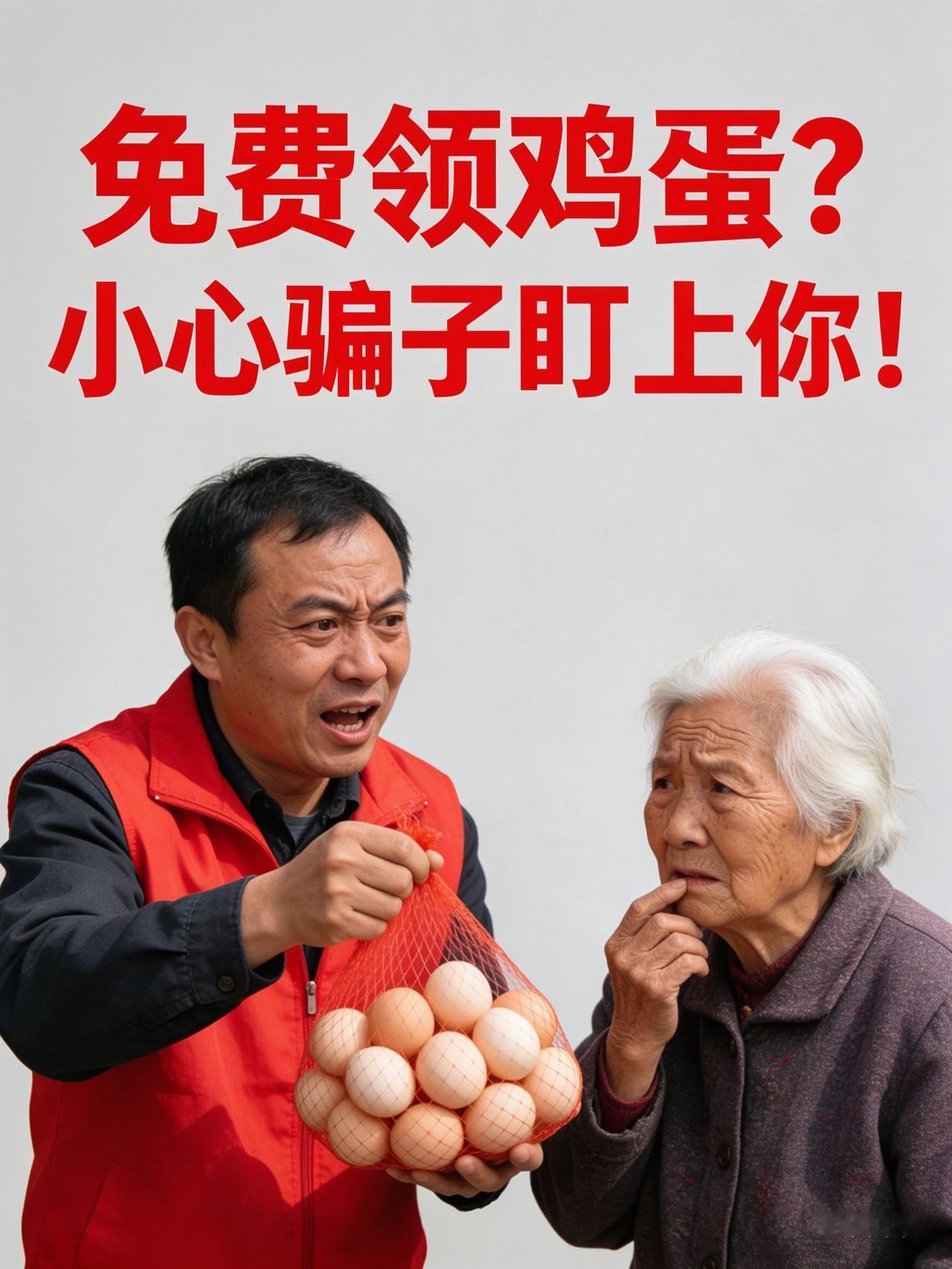 昨天我妈给我打电话，说她领了个"免费鸡蛋"。
我一听就不对。
我说妈，你在哪领的