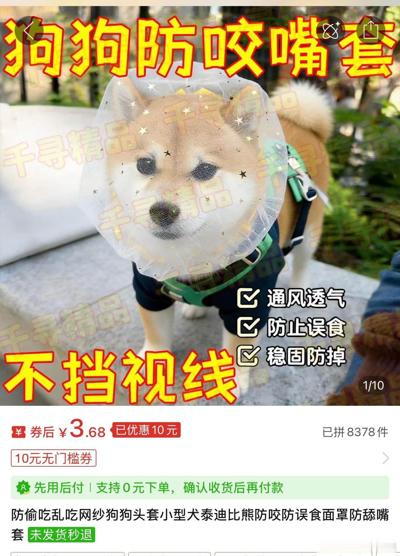 自从牛牛戴这个头套出门，小区遛狗的人都问我这是什么，我说这个防脏防偷吃防舔地防虫