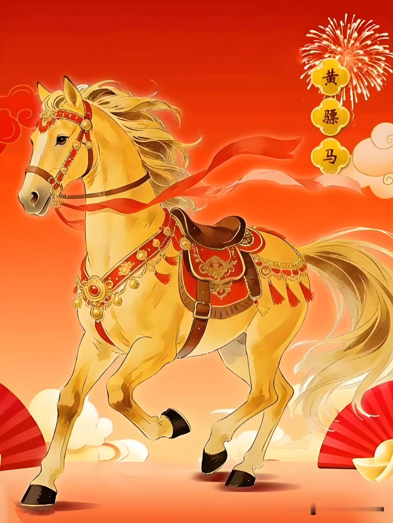 黄骠踏春携金至，
开门接福纳万财。