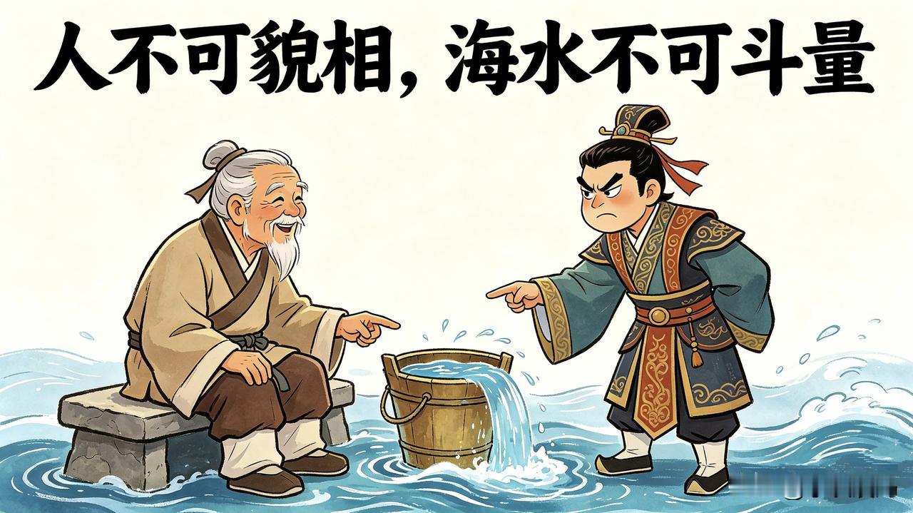 下联：海水不可斗量 这是最常挂在嘴边的句子。