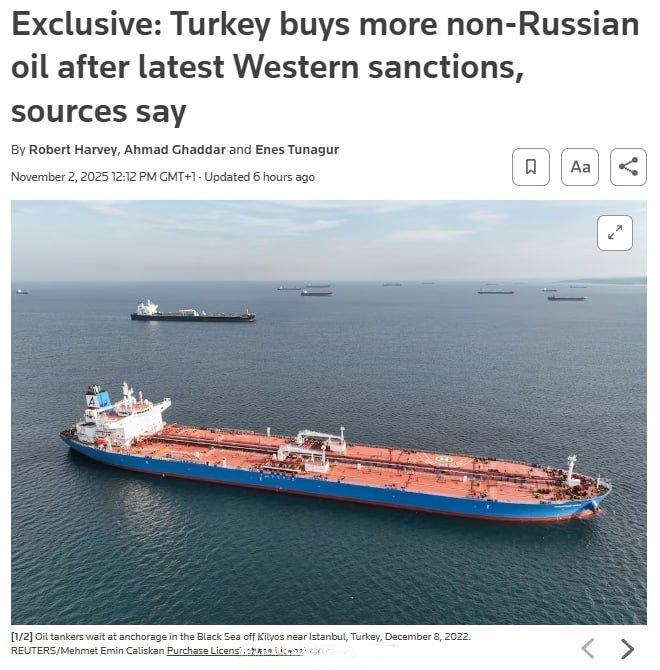 据路透社报道，土耳其最大的炼油厂SOCAR和Tupras正减少俄罗斯石油的进口量