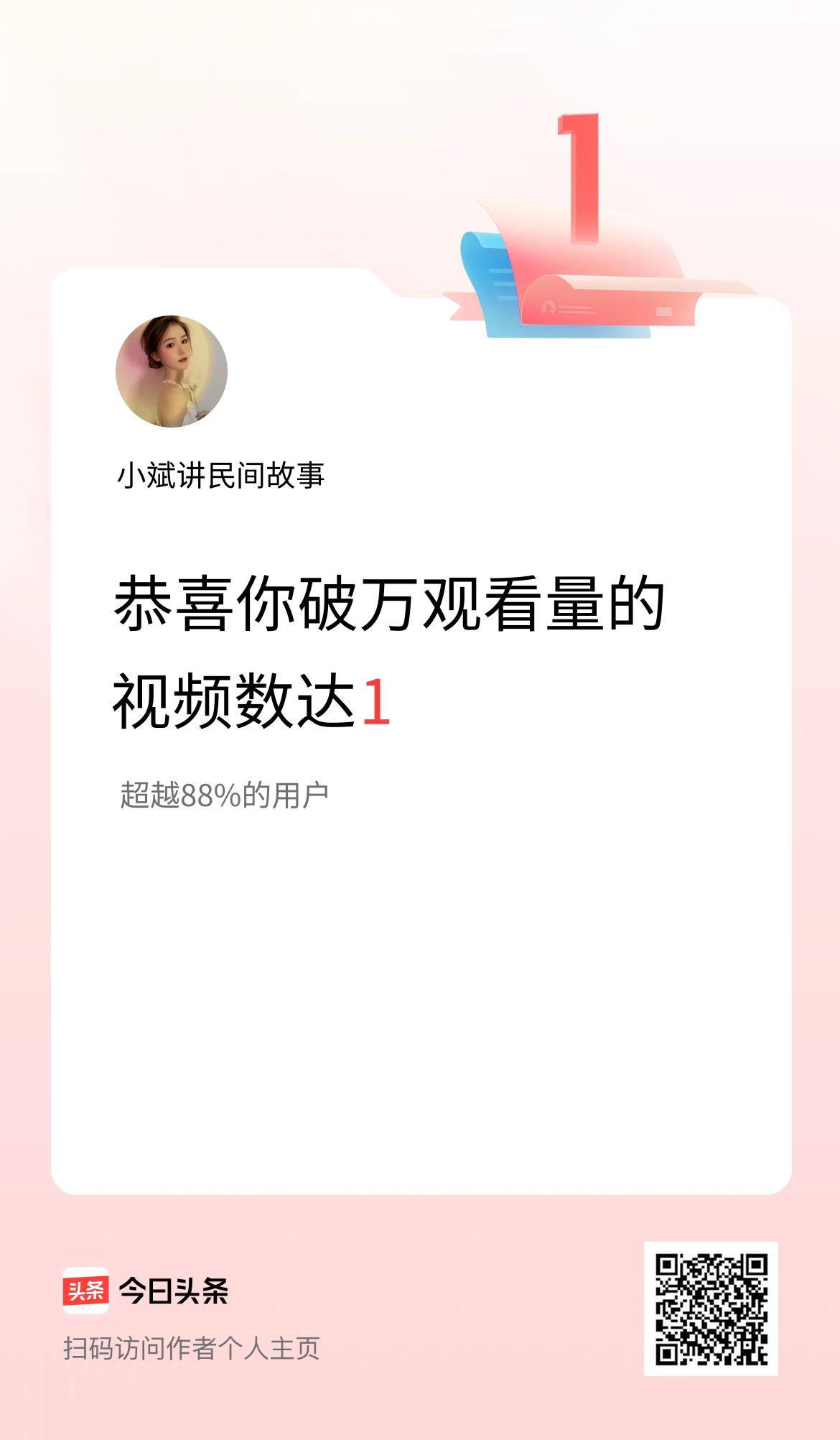 我在头条有1条视频播放量破万了！
