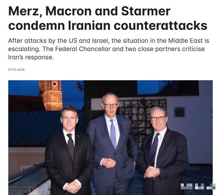 德法英三国领导人威胁称，若伊朗继续攻击中东地区国家领土，将对其采取军事措施。三国