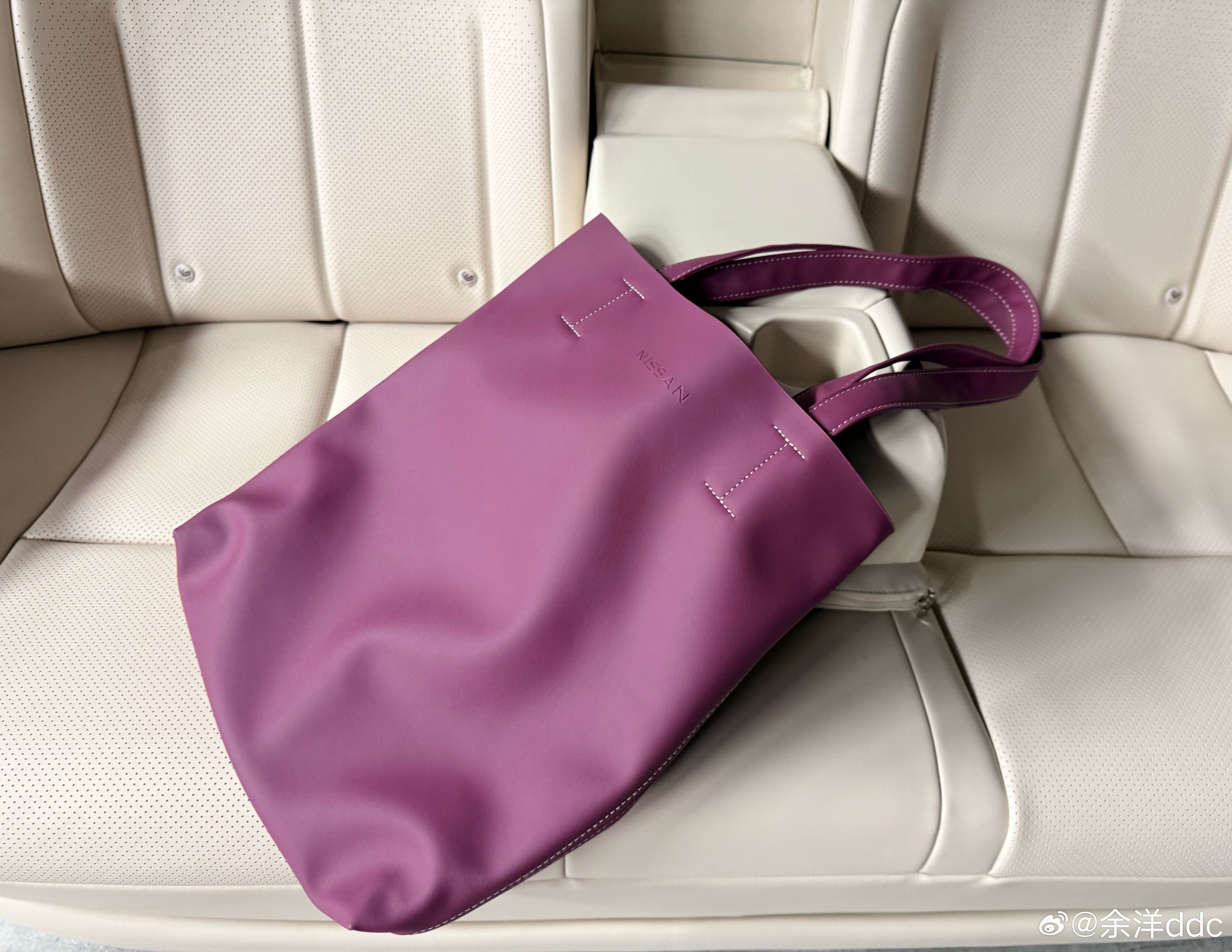 沙发厂东风日产N6出新配色了，低饱和度哑光的“大紫大红”，内饰同款材质凝脂皮托特