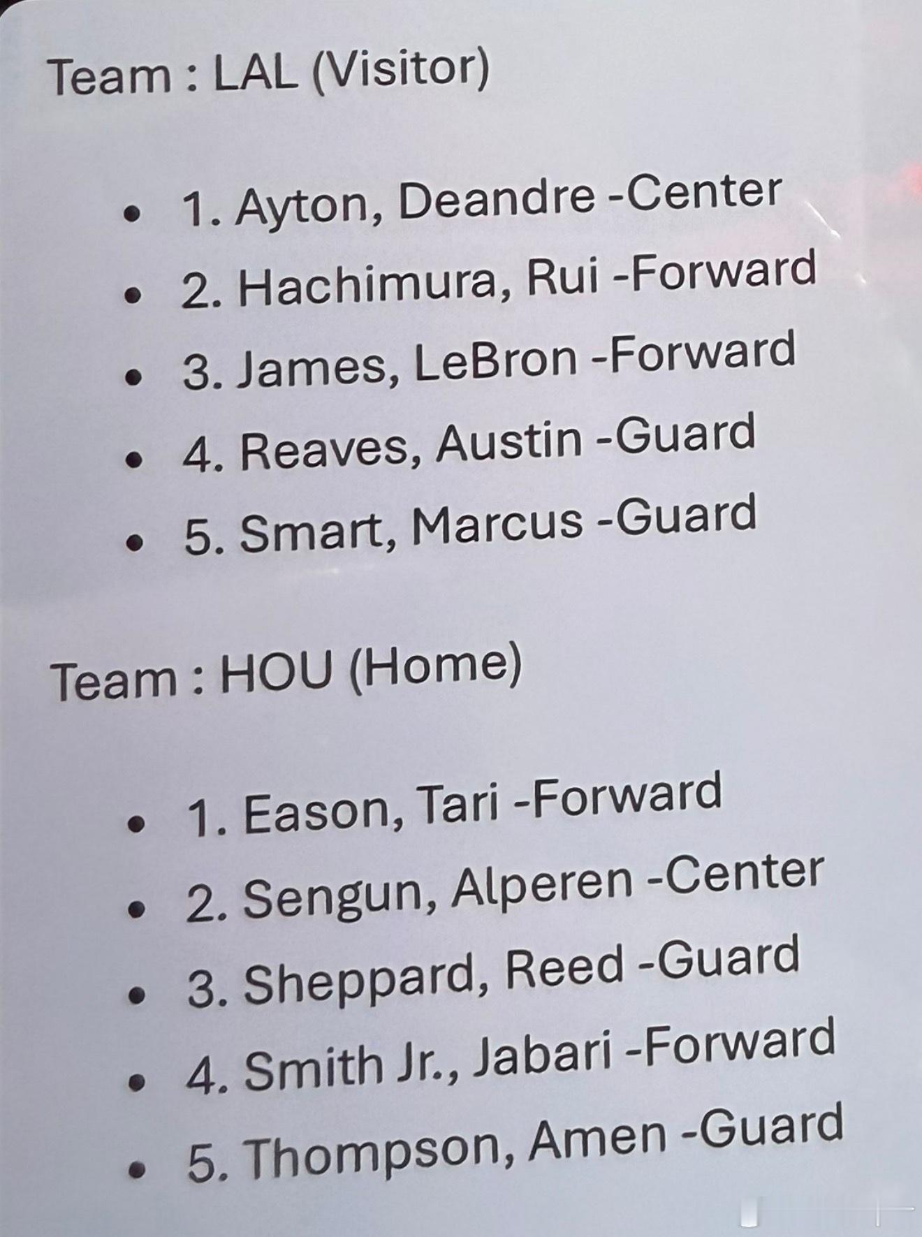 nba 里弗斯今天首发 美国·丰田中心球馆