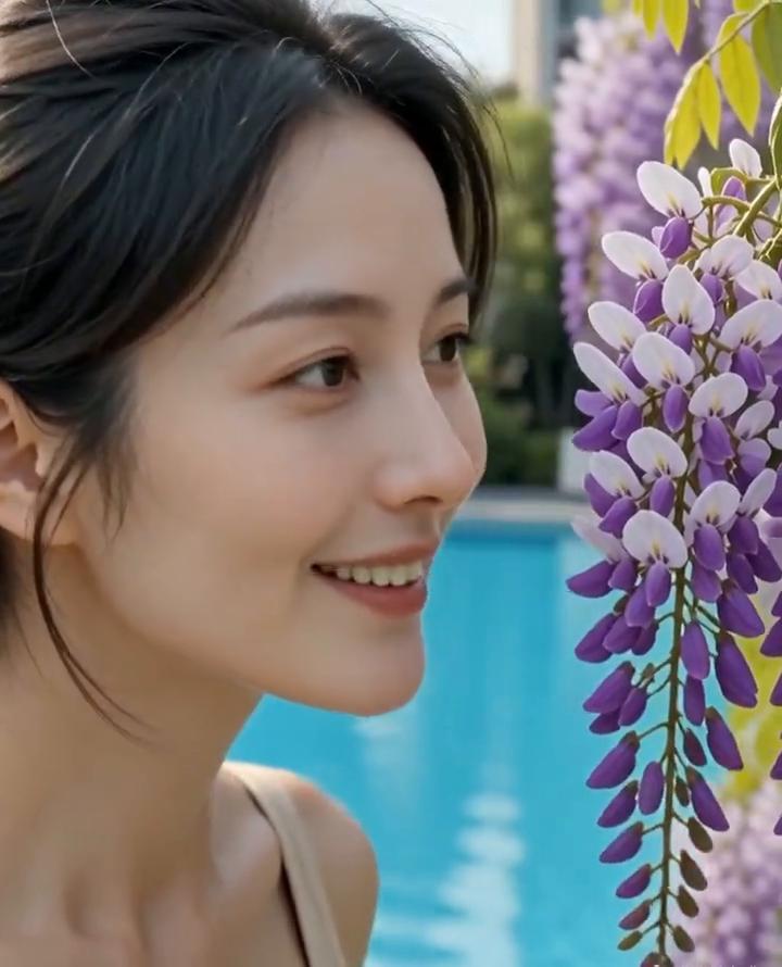 这紫藤花真香，夏天的味道就是这样的。