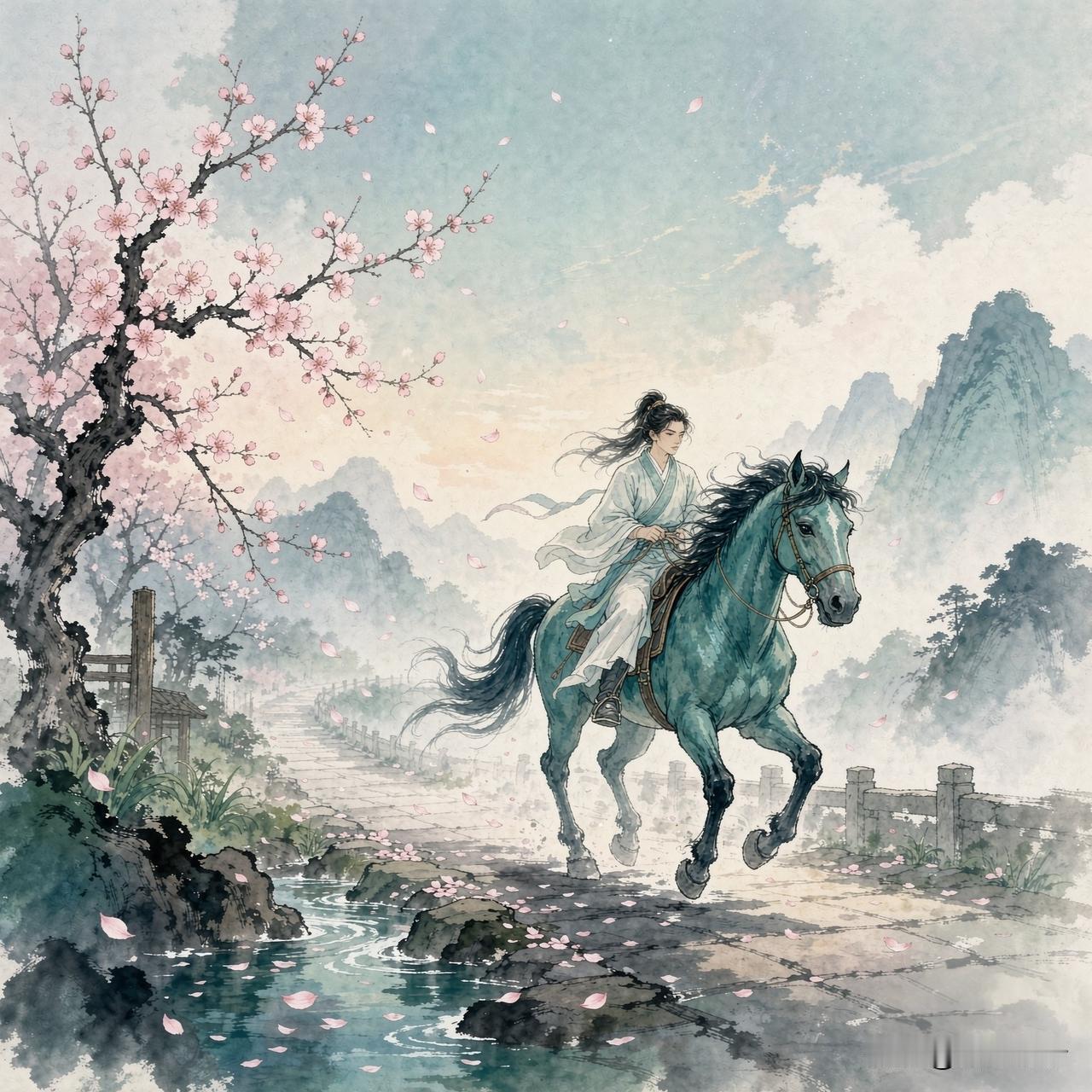 七绝·青春   ［狐山诗行］

青骢踏影去如梭，半枕飞花半逝波。

驿路三千皆过