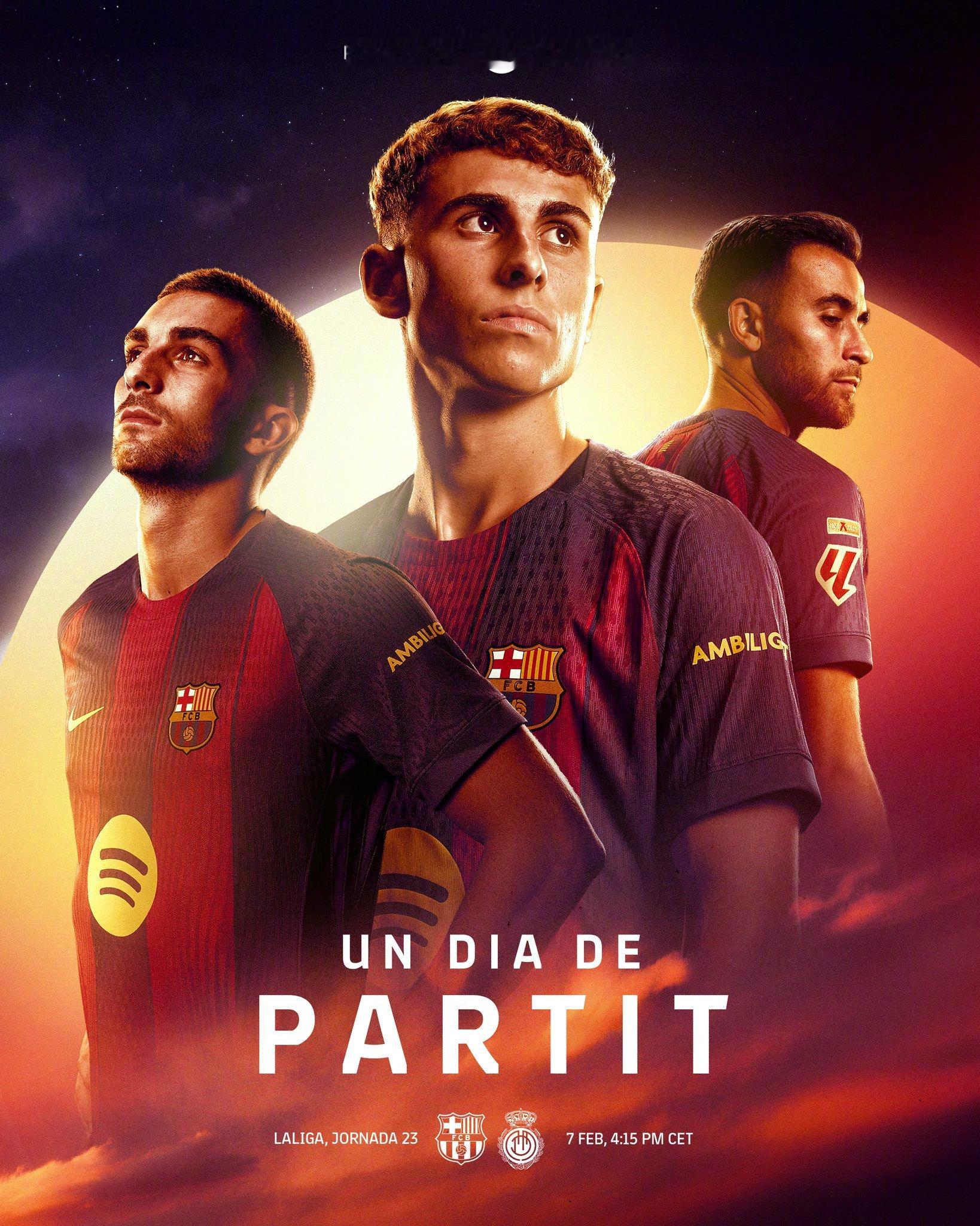 巴萨vs马略卡 比赛预告 🆚赛事：西甲 第23轮⏰时间：2月7日23:15🏟