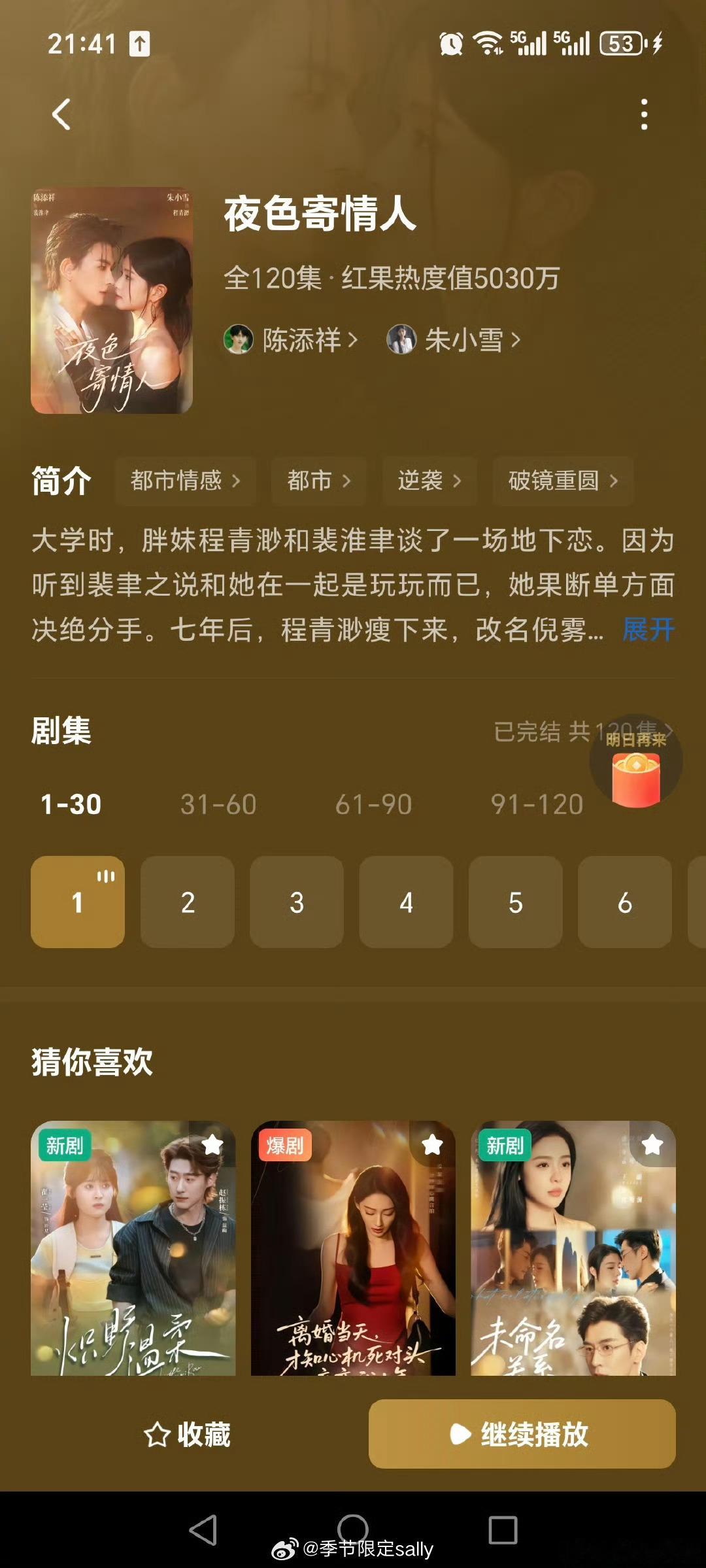 我看完了我人生第一部短剧《夜色寄情人》演员是朱小雪和陈添祥，看完觉得女主真的好漂
