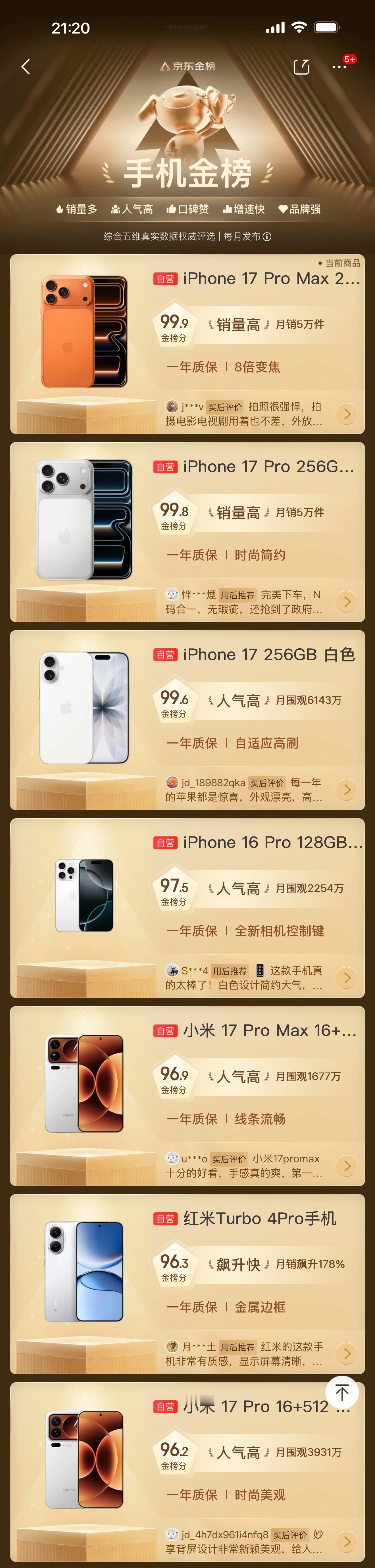 东哥的手机金榜，亲一水的全新17系列（然后夹了两个老演员）[污] ​​​