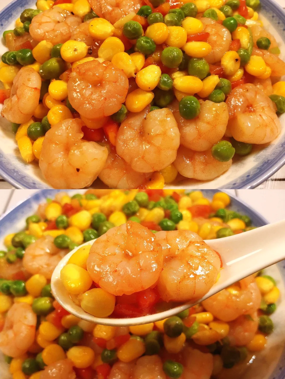 三色炒虾仁‼️好吃不胖‼️太香了😋
