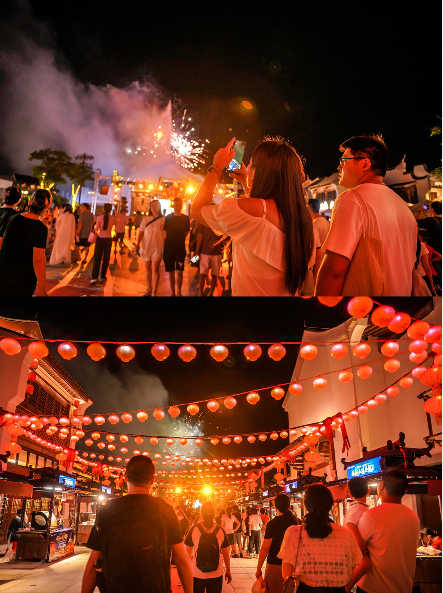 #闽越水镇七夕心形烟花# 烟花向星辰，所愿皆成真。闽越水镇七夕浪漫buff简直叠